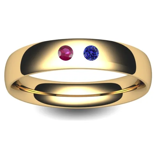 Birthstone Wedding Ring Court 3-8mm (TBTCH9Y) 9ct Yellow Gold